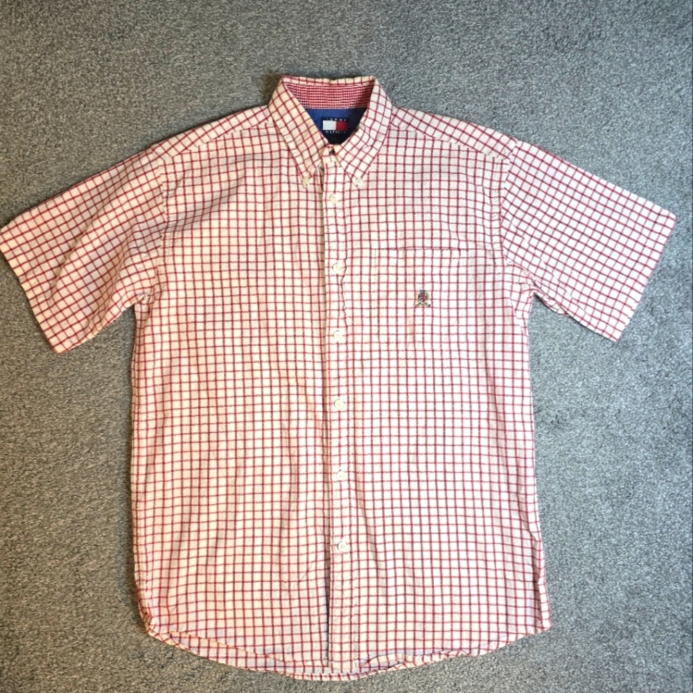 Tommy Hilfiger Button Down Checked Tomatoe Core Red White Gardengirl Unisex